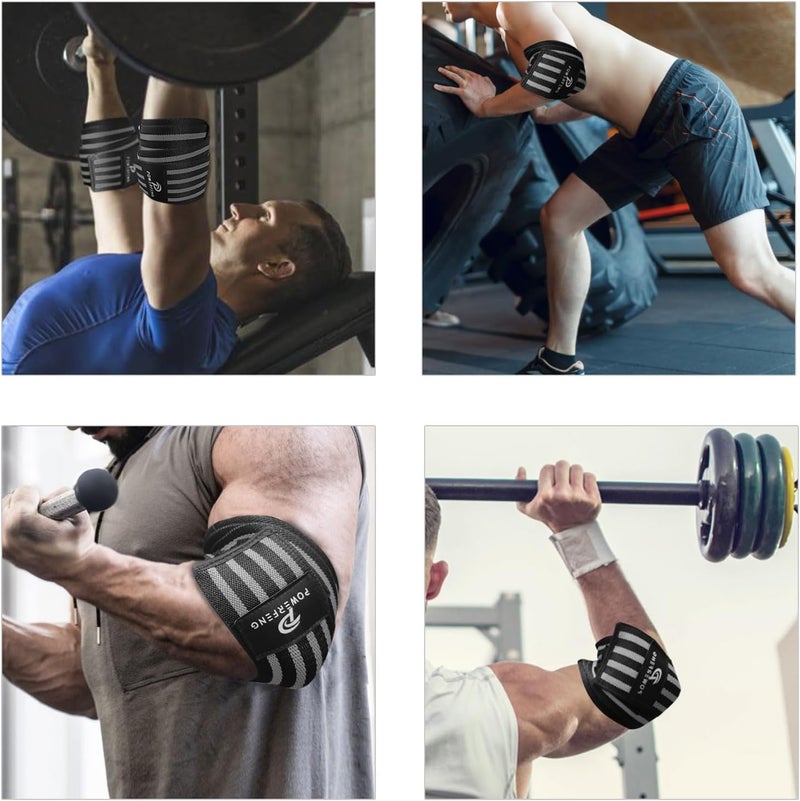 powerfeng Elbow Wraps for Weightlifting：Elbow Sleeve Support for Bench Press, Cross Training & Powerlifting - Elbow Straps for Weightlifting Gym Men Women - Image 5